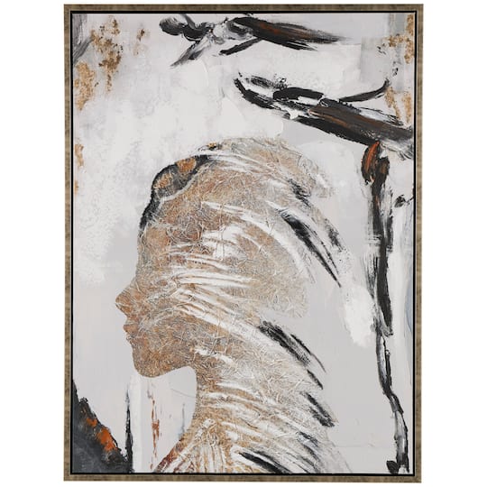 Abstract Woman's Profile Framed Canvas Wall Art